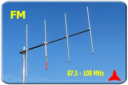 ARYCKM-B-48X BANDA ESTRECHA direccional Yagi Antena 4 elementos FM 87 - 108 MHz 