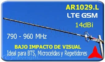 AR1029.L Low environmental impact directional Yagi antenna 790 - 960 MHz 14 dBi 4G GSM GSM-R LTE