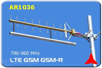 AR1036.Z antena Yagi direccional bajo impacto visual 790-960 MHz GSM GSM-R LTE 4G