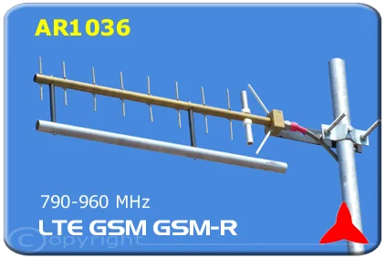 AR1036.Z antena Yagi direccional bajo impacto visual 790-960 MHz GSM GSM-R LTE 4G