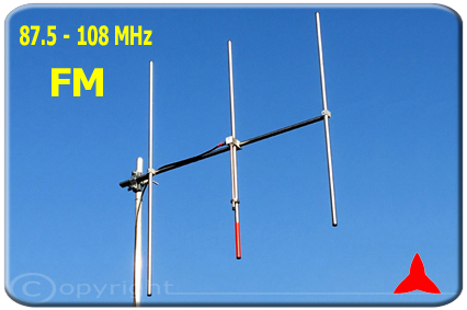 ARYCKM-B-37X  BANDA ESTRECHA direccional Yagi Antena 3 elementos FM 87 - 108 MHz