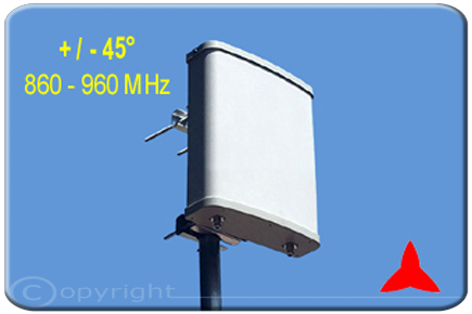 Antena de panel GSM Protel + -45 grados ARPX629 860 960mhz