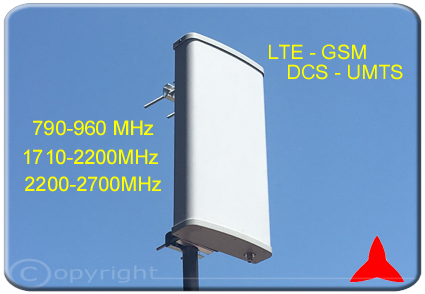 Antena de panel GSM DCS UMTS LTE Protel ARP700XZ 790-960MHz 1710-2700MHz
