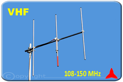 ARYCKM-C-37X BANDA ESTRECHA direccional Yagi Antena VHF 3 elementos 108 - 150 MHz Protel