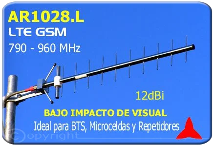 AR1028.L Antena direccional Bajo impacto ambiental 790-960 MHz 12 dBi 4G GSM GSM-R LTE