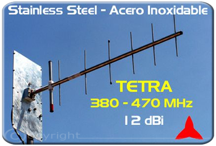 AR1048 Antenas Direccionales Tetra Banda Ancha 12 dBi 380 ÷ 470 MHz Protel